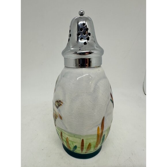 Vintage Hand Painted Staffordshire Shorter & Son Salt Sugar Shaker Chrome Lid En - Picture 2 of 8